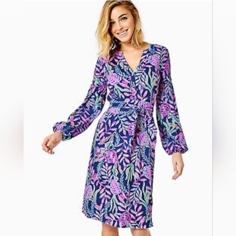 NWT Lilly Pulitzer Kierna Oyster Bay Navy You’ve Been Spotted Shift Dress Sz S